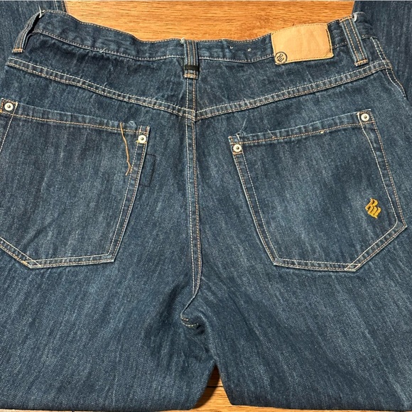 ROCAWEAR Men’s Y2K Baggy Wide-leg Dark Wash Denim Jeans Size 36 Embroidered RW - Picture 7 of 11